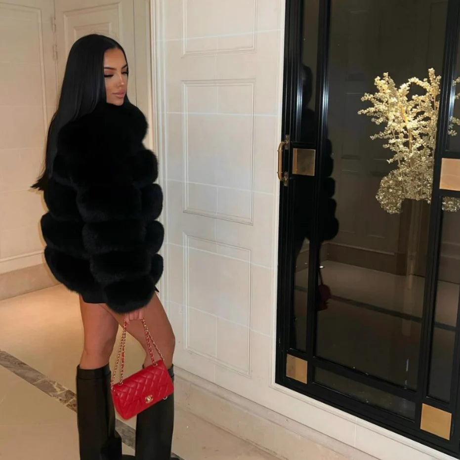 Lorna | Women's High Collar Faux Fur Long Sleeve Winter Jacket