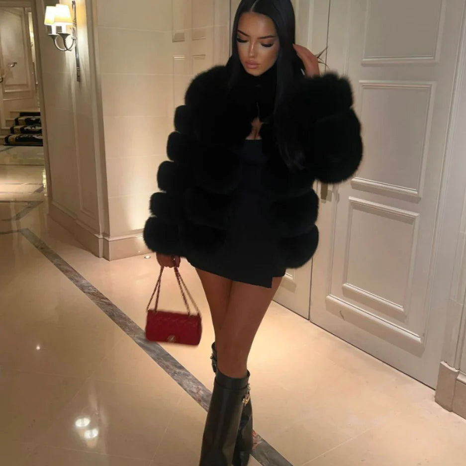 Lorna | Women's High Collar Faux Fur Long Sleeve Winter Jacket