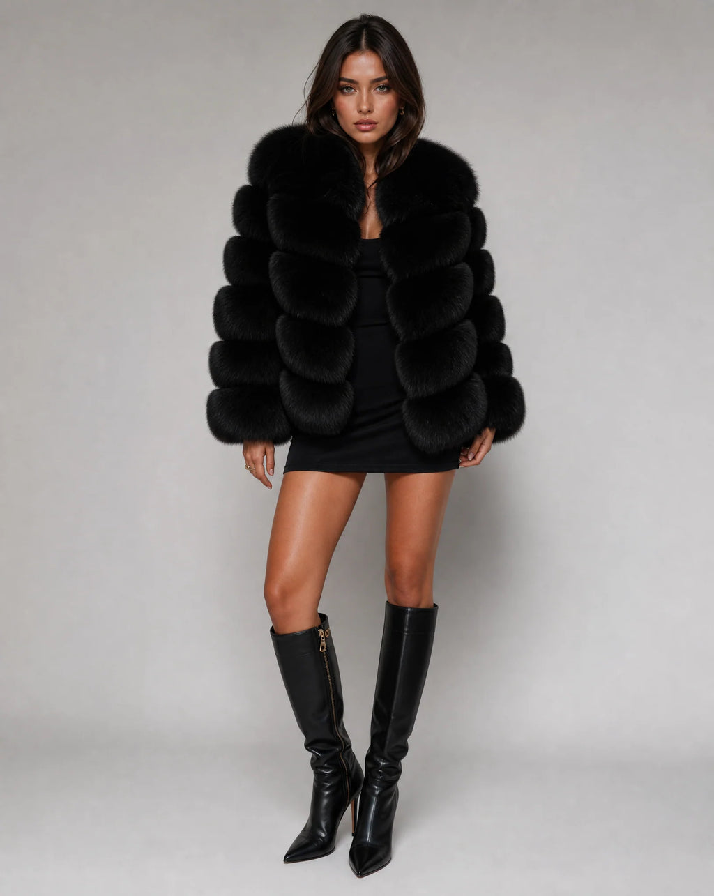 Lorna | Women's High Collar Faux Fur Long Sleeve Winter Jacket