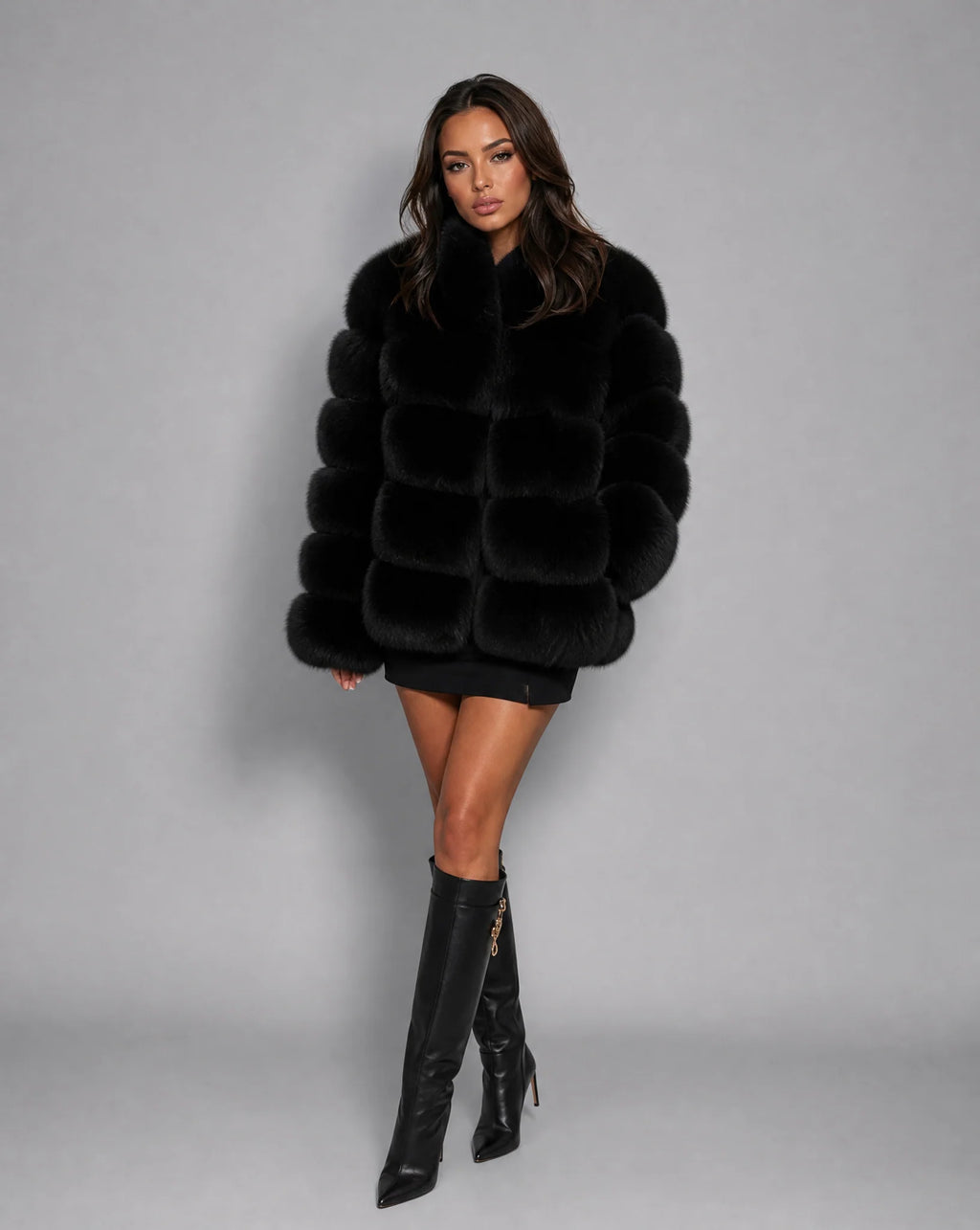 Lorna | Women's High Collar Faux Fur Long Sleeve Winter Jacket