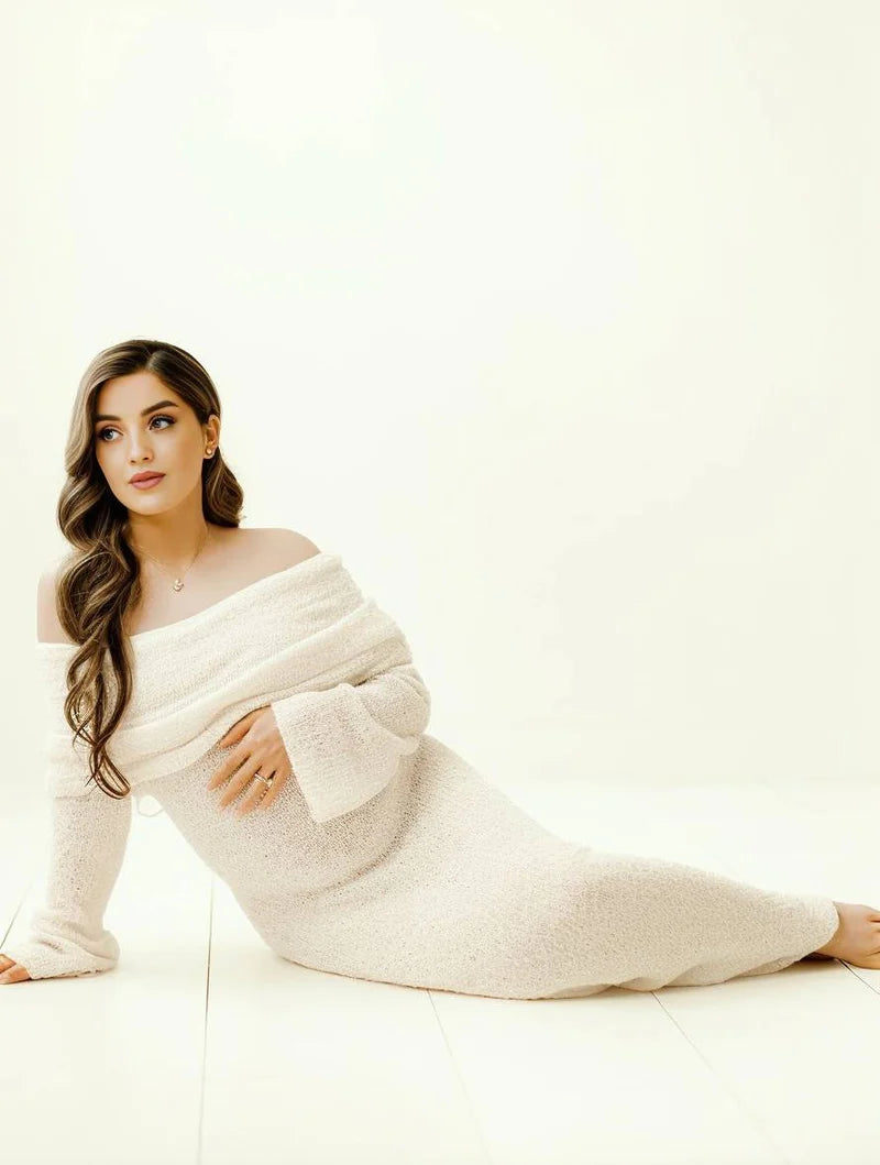 Louisa | Women’s Bodycon Off Shoulder Long Sleeve Pregnancy Dress