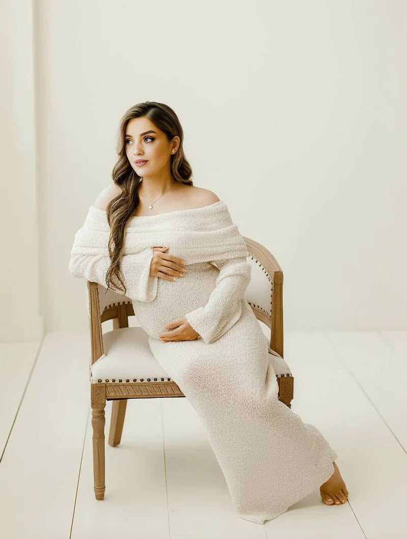 Louisa | Women’s Bodycon Off Shoulder Long Sleeve Pregnancy Dress
