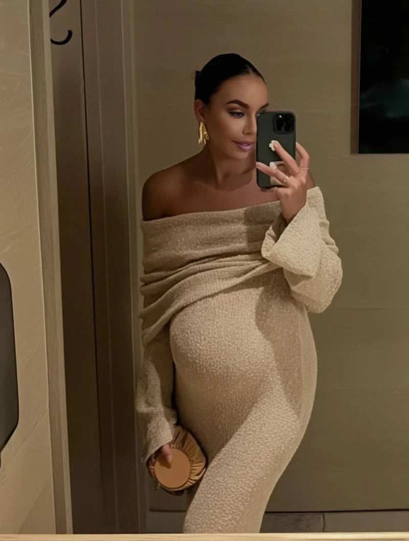 Louisa | Women’s Bodycon Off Shoulder Long Sleeve Pregnancy Dress