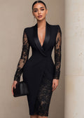 Louise | Women's Blazer Style V Neck Wedding Guest Dress