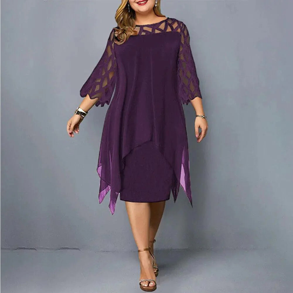 Lowri | Women's Short Sleeve Round Neck Wedding Guest Dress