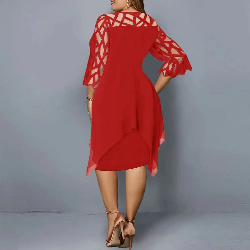 Lowri | Women's Short Sleeve Round Neck Wedding Guest Dress