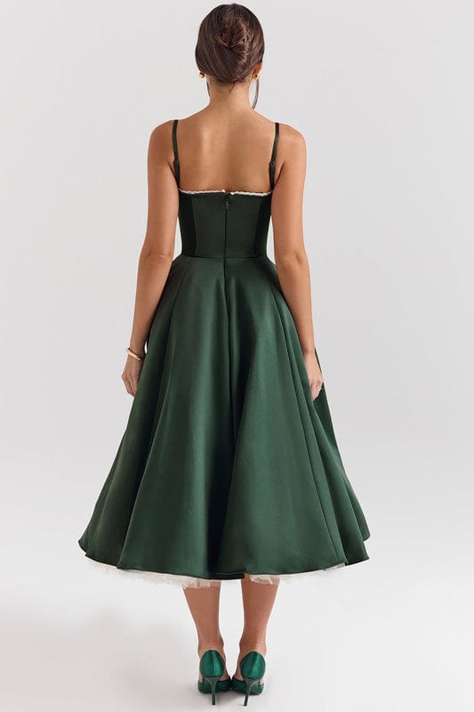 Lucia | Women's Fitted Sweetheart Neck Flowy Midi Dress