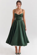 Lucia | Women's Fitted Sweetheart Neck Flowy Midi Dress