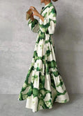 Lucie | Women's Floral Tie-Dye Long Sleeve V Neck Flowy Maxi Dress