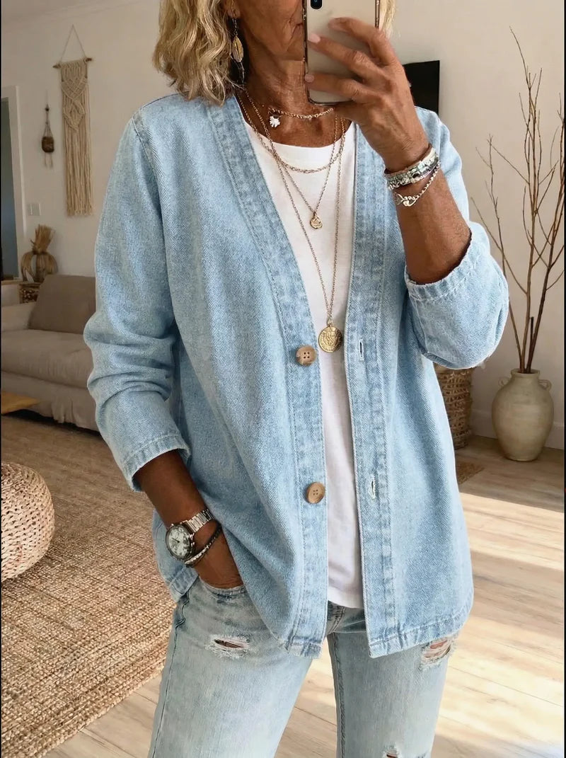 Luella | Women's Collarless Button Front Long Sleeve Jacket