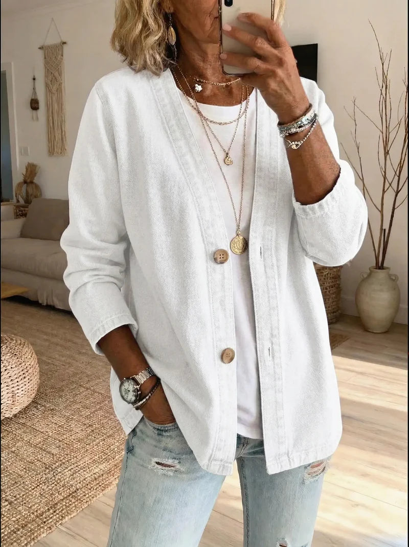 Luella | Women's Collarless Button Front Long Sleeve Jacket