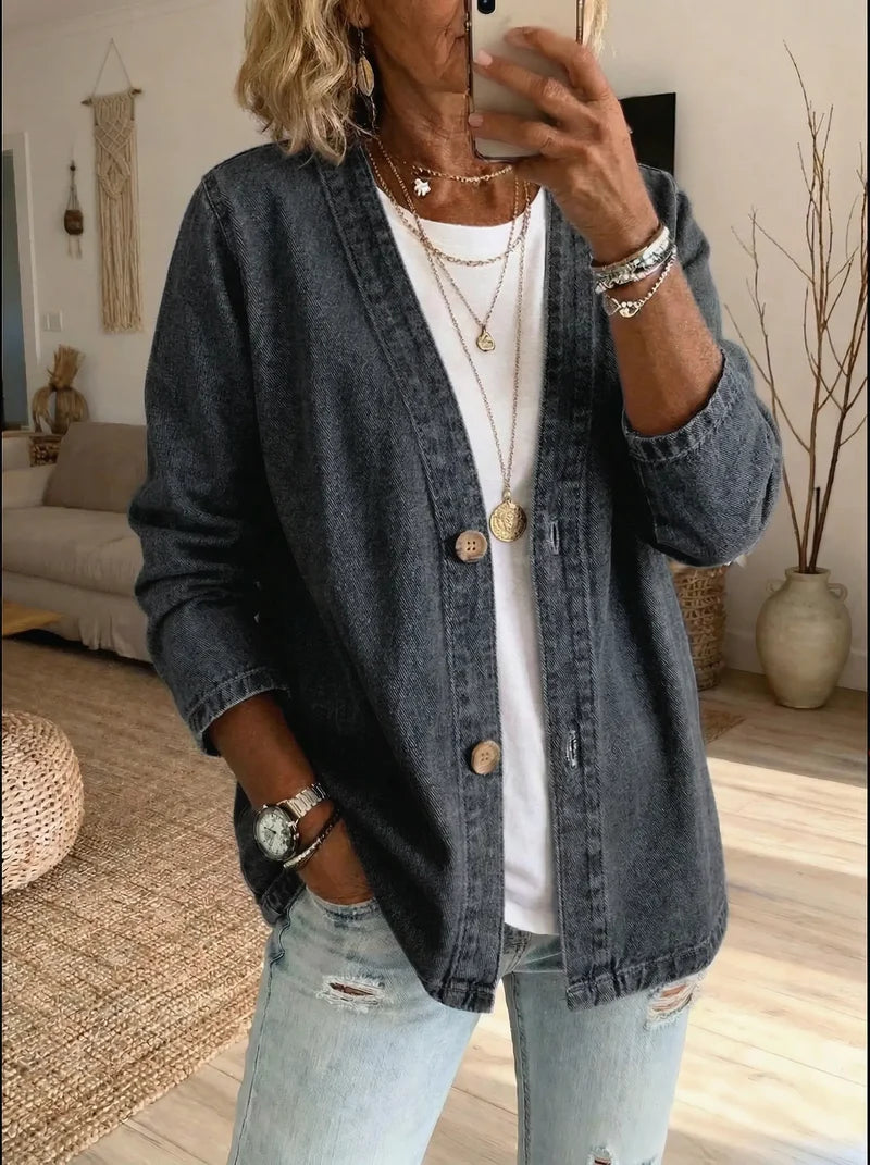 Luella | Women's Collarless Button Front Long Sleeve Jacket