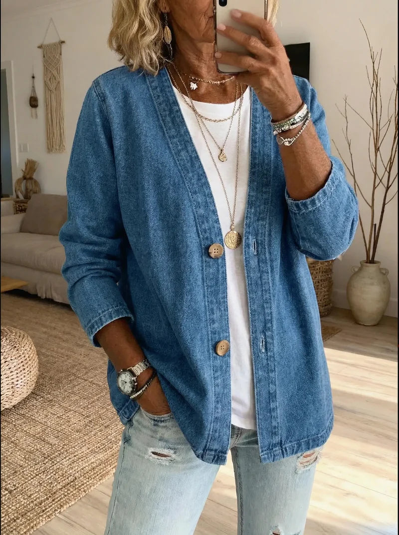 Luella | Women's Collarless Button Front Long Sleeve Jacket