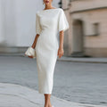 Lynette | Women's Boat Neck Fitted Wedding Guest Dress