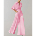 Mackenzie | Women's Fitted V-Neck Wide Leg Flowy Jumpsuit