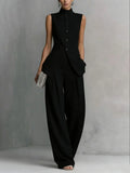 Maddie | Women's Mock Neck Sleeveless Wide Leg Two Piece Set
