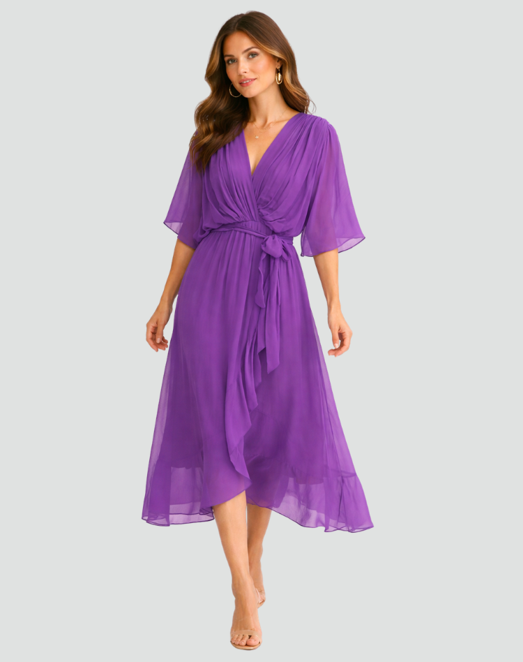 Madeleine | Women's Wrap Waist V Neck Wedding Guest Dress