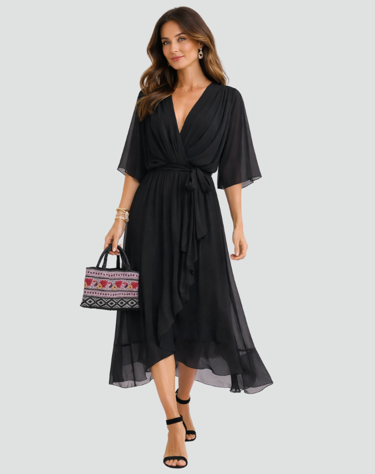 Madeleine | Women's Wrap Waist V Neck Wedding Guest Dress