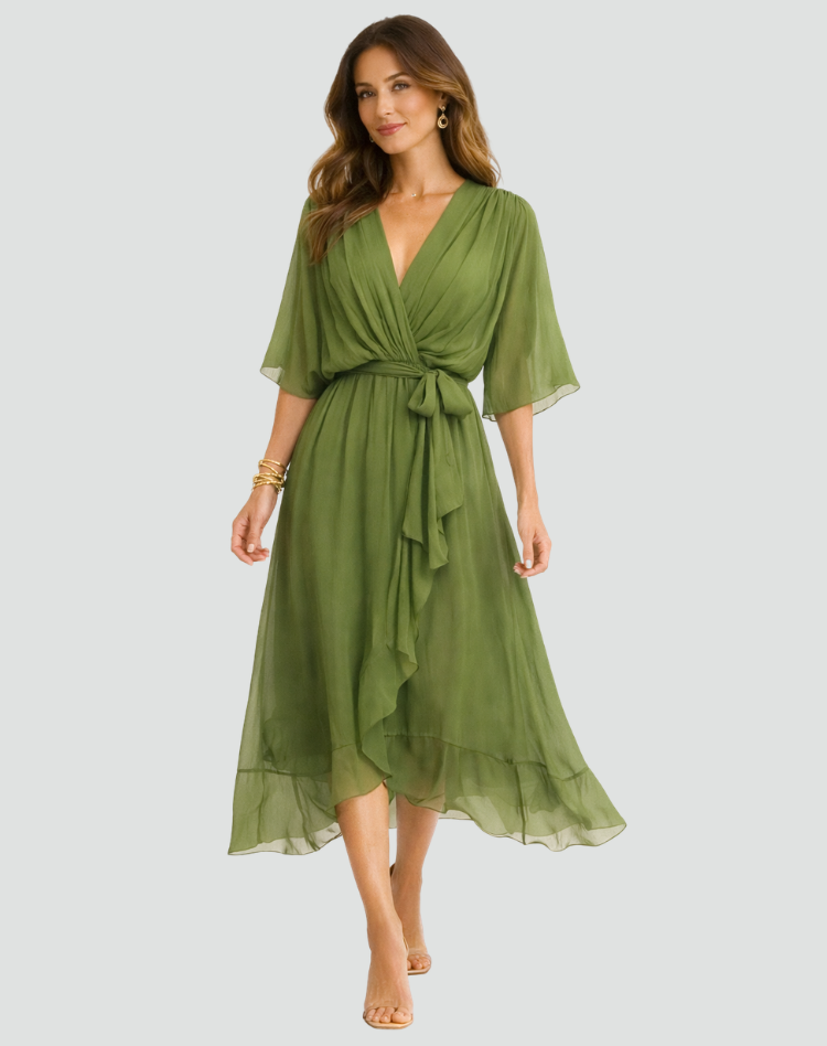 Madeleine | Women's Wrap Waist V Neck Wedding Guest Dress