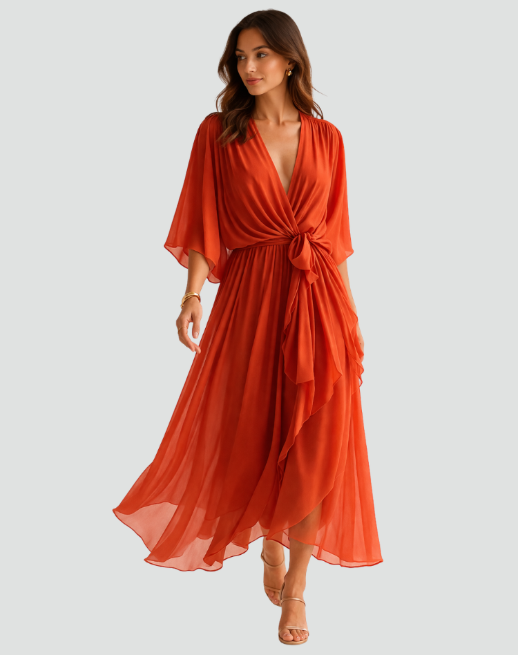Madeleine | Women's Wrap Waist V Neck Wedding Guest Dress
