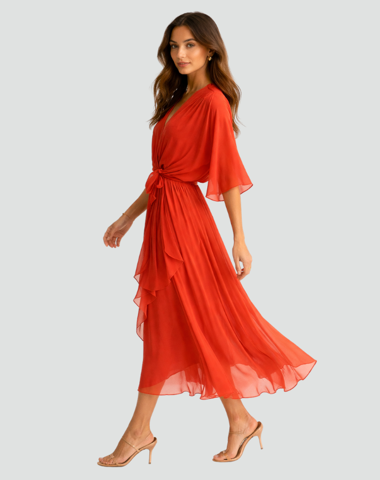 Madeleine | Women's Wrap Waist V Neck Wedding Guest Dress