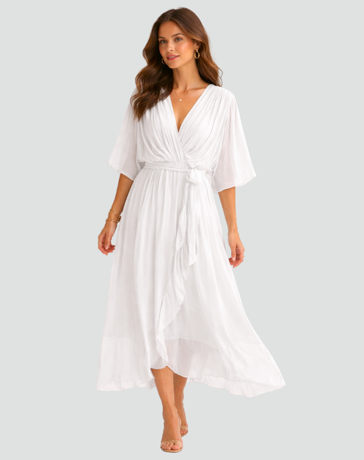 Madeleine | Women's Wrap Waist V Neck Wedding Guest Dress