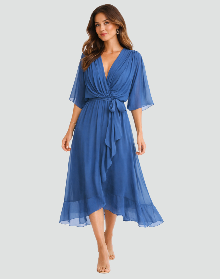 Madeleine | Women's Wrap Waist V Neck Wedding Guest Dress