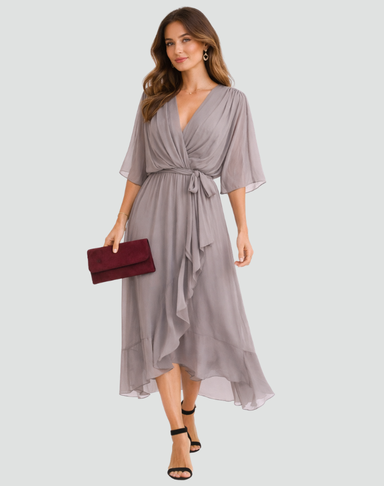 Madeleine | Women's Wrap Waist V Neck Wedding Guest Dress