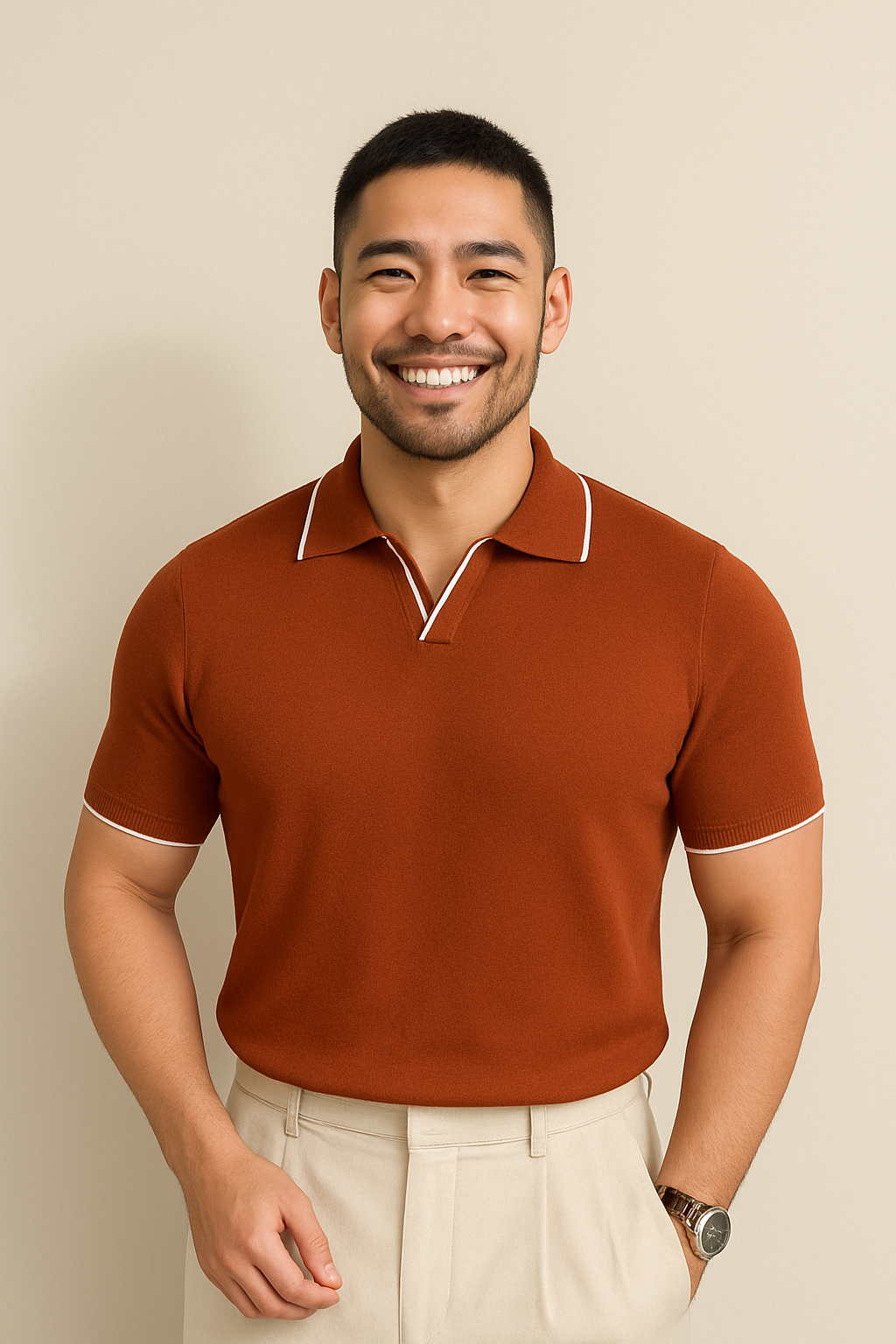 Madeline | Men's Slim Fit Pointed Collar Short Sleeve Polo Shirt