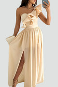 Maeve | Women's Flowy One-Shoulder High Slit Ruffle Maxi Dress