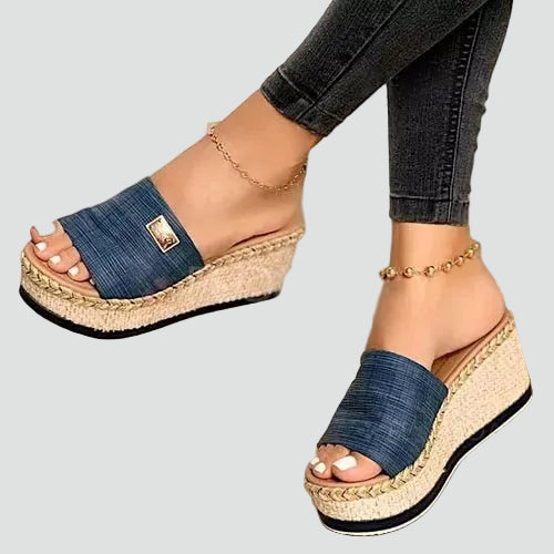 Maggie | Women’s Platform Wedge Round Toe Slip On Slides