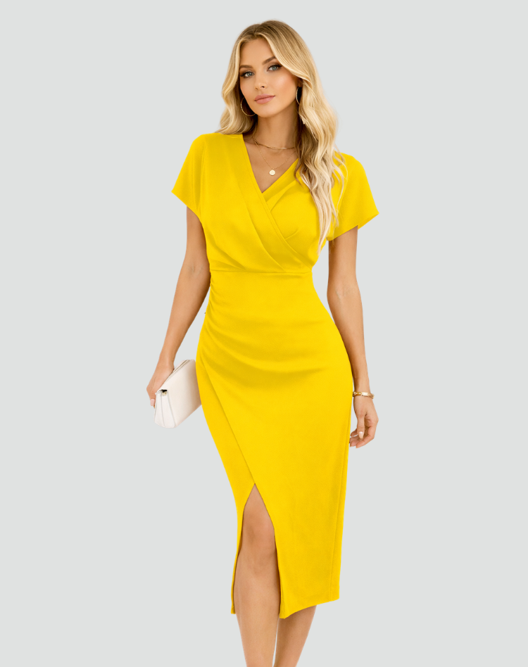 Maisie | Women’s Fitted High Slit V Neck Wedding Guest Dress
