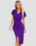 Maisie | Women’s Fitted High Slit V Neck Wedding Guest Dress