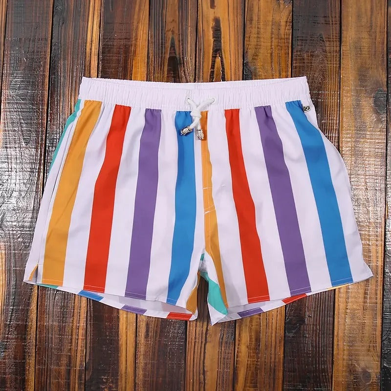 Malcolm | Men's Stripe Pattern Drawstring Swimming Shorts