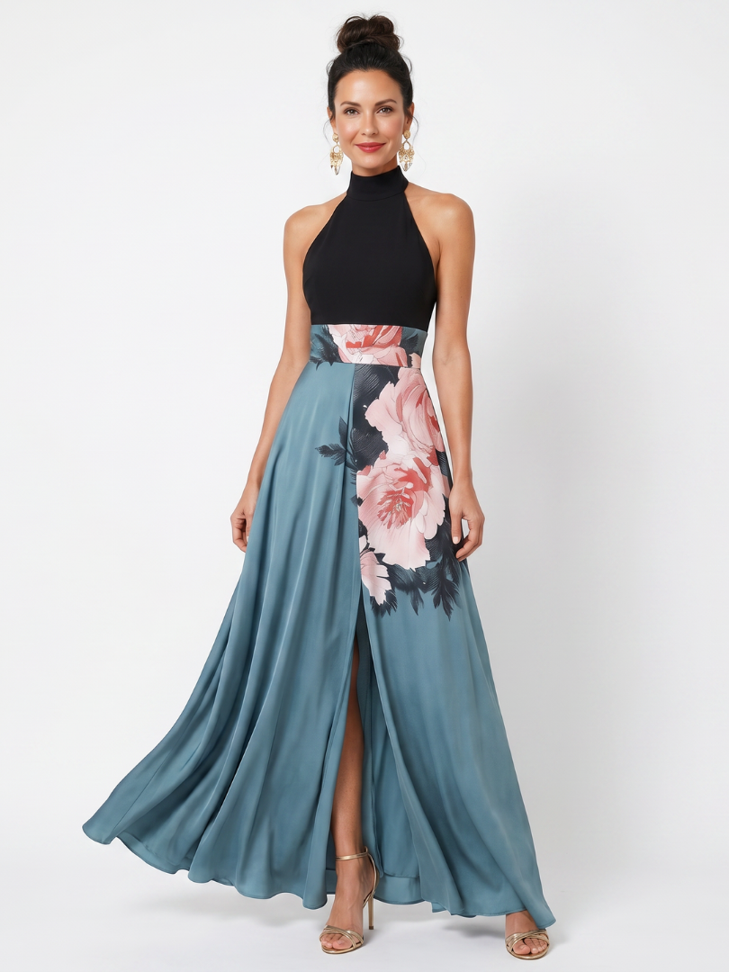 Maree | Women's Floral High Slit Sleeveless Flowy Maxi Dress