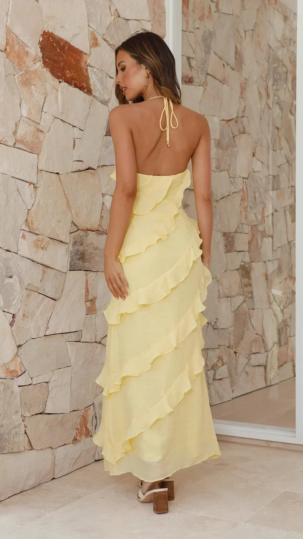 Margaret | Women’s Ruffle Tiered V-Neck Maxi Dress