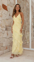 Margaret | Women’s Ruffle Tiered V-Neck Maxi Dress