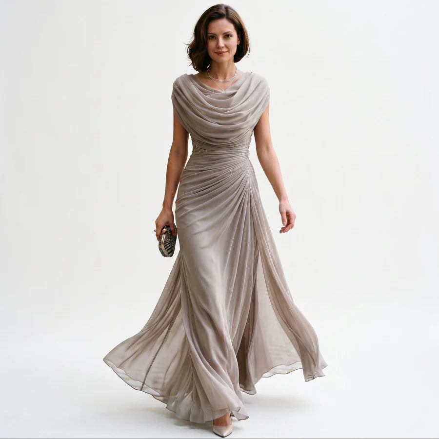Margarita | Women's Sleeveless Draped Cowl Neck Flowy Maxi Dress