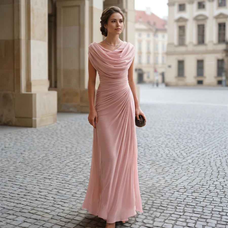 Margarita | Women's Sleeveless Draped Cowl Neck Flowy Maxi Dress