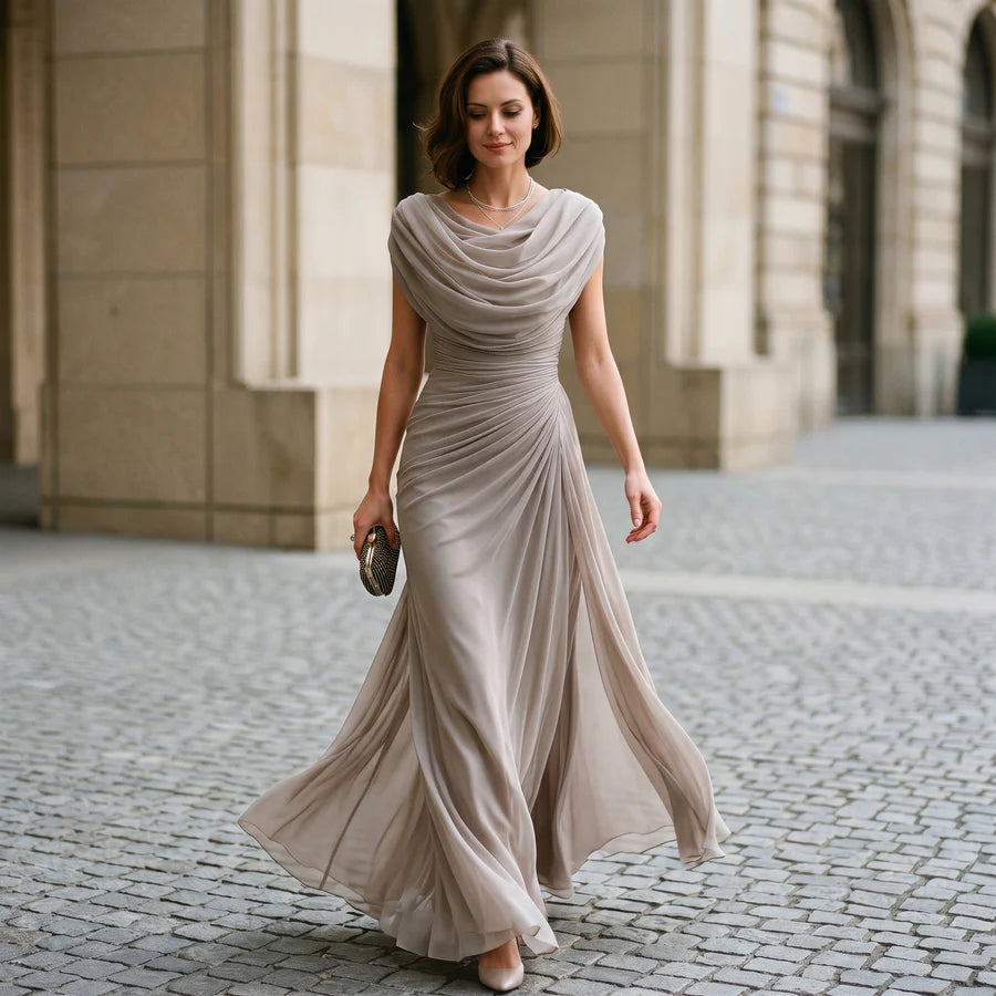 Margarita | Women's Sleeveless Draped Cowl Neck Flowy Maxi Dress