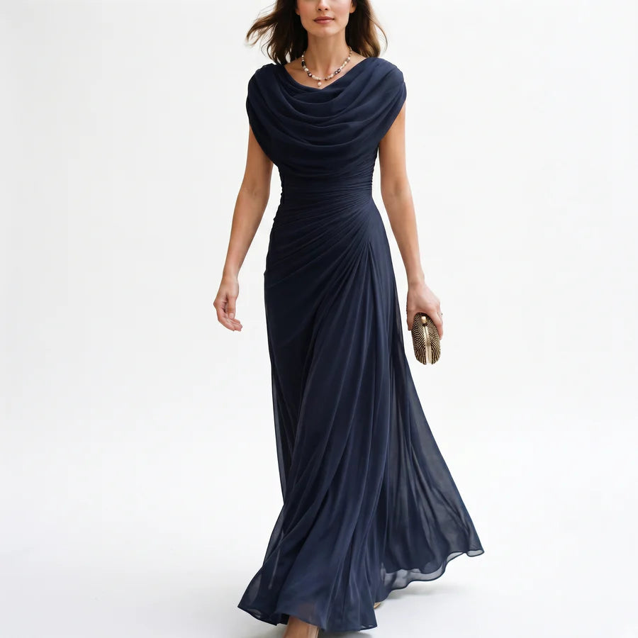 Margarita | Women's Sleeveless Draped Cowl Neck Flowy Maxi Dress