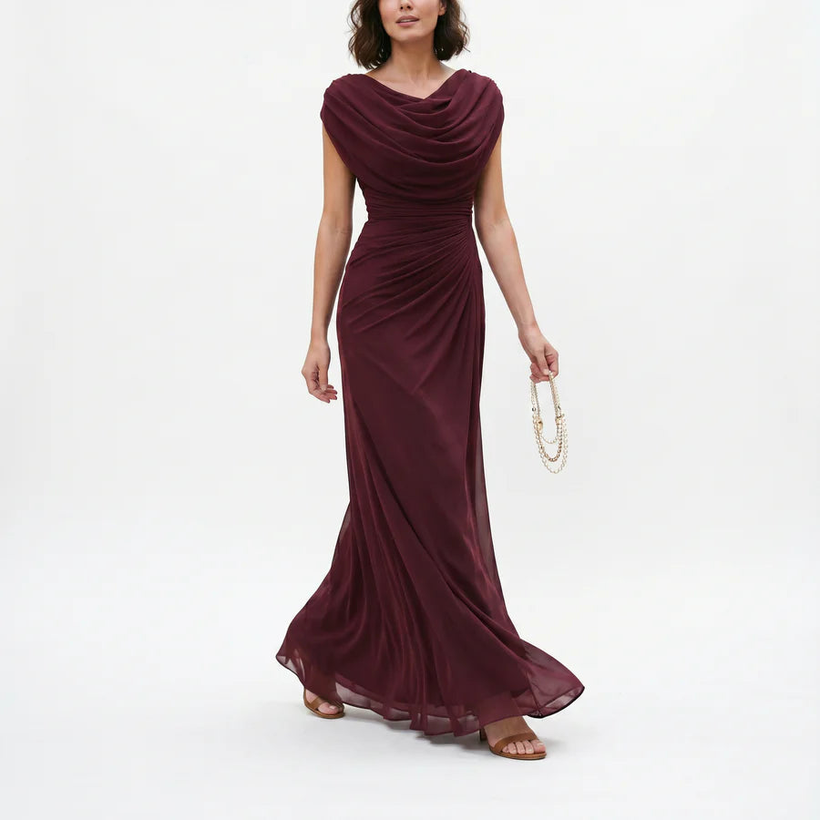 Margarita | Women's Sleeveless Draped Cowl Neck Flowy Maxi Dress