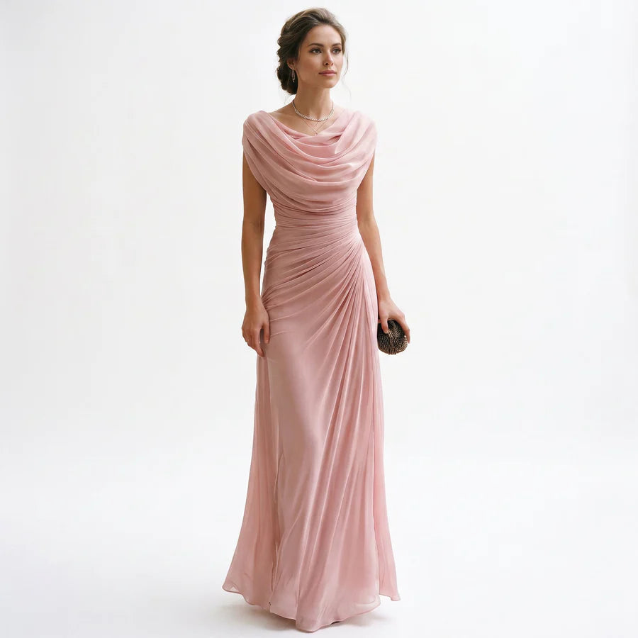 Margarita | Women's Sleeveless Draped Cowl Neck Flowy Maxi Dress
