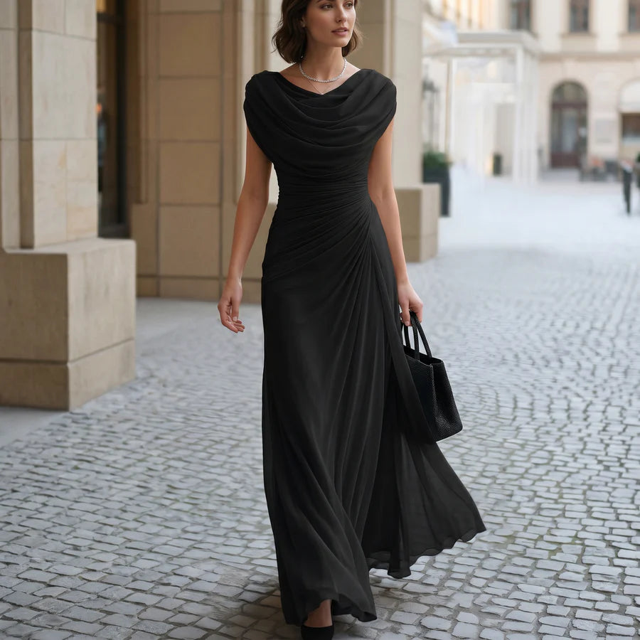 Margarita | Women's Sleeveless Draped Cowl Neck Flowy Maxi Dress