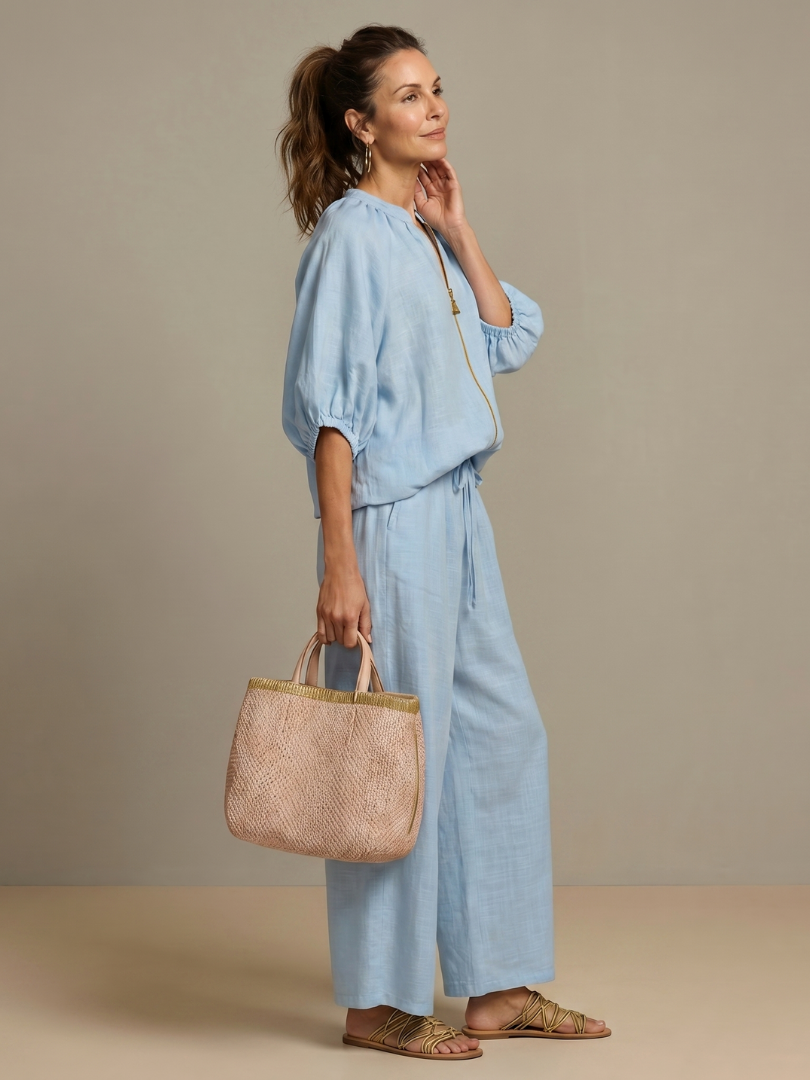 Margie | Women's Drawstring Wide Leg Pocket Two Piece Set