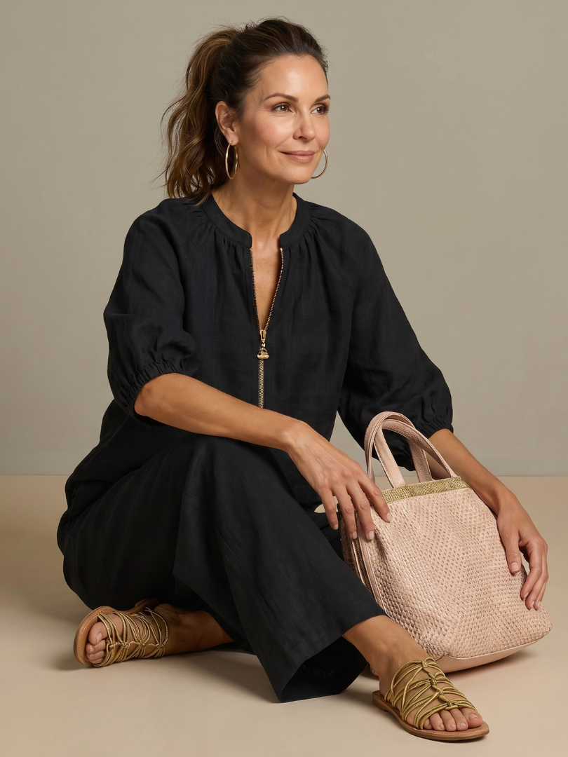 Margie | Women's Drawstring Wide Leg Pocket Two Piece Set