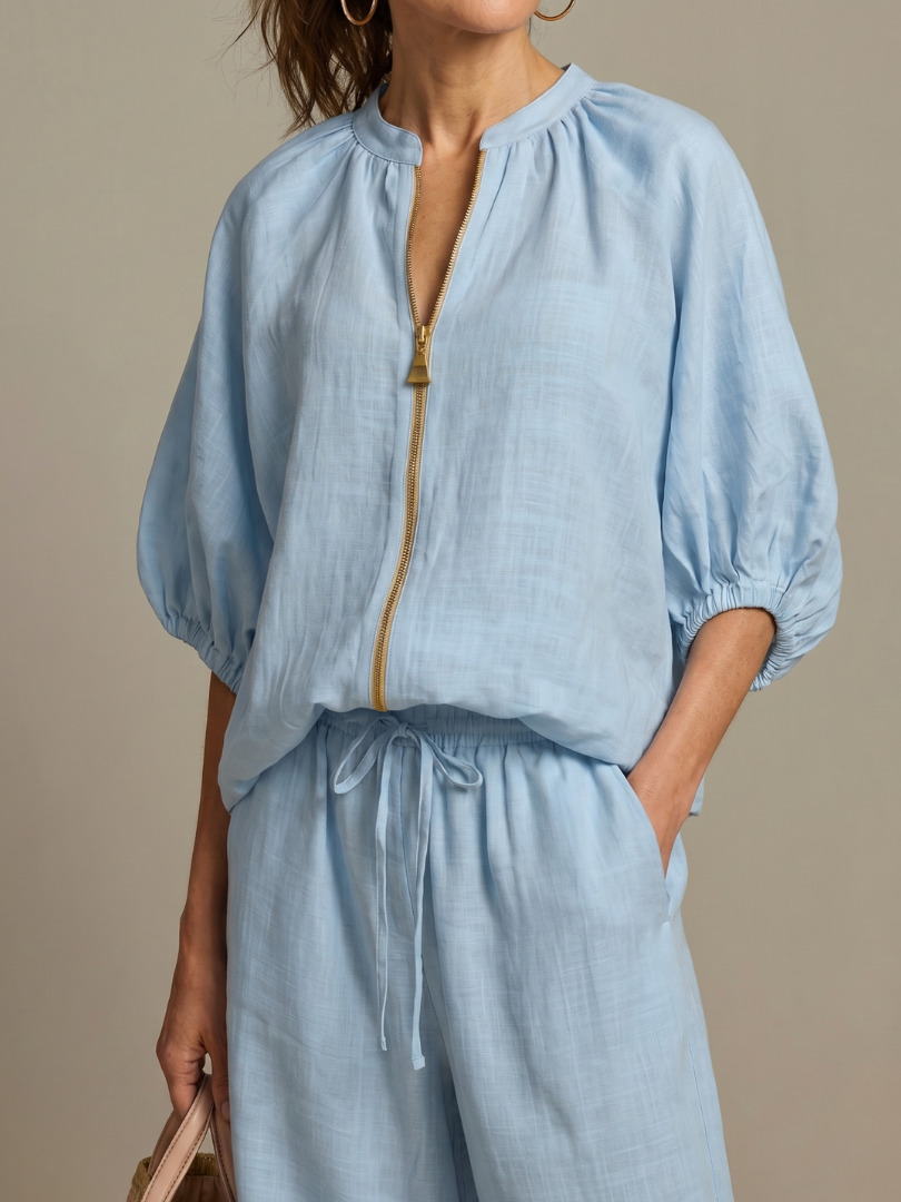 Margie | Women's Drawstring Wide Leg Pocket Two Piece Set