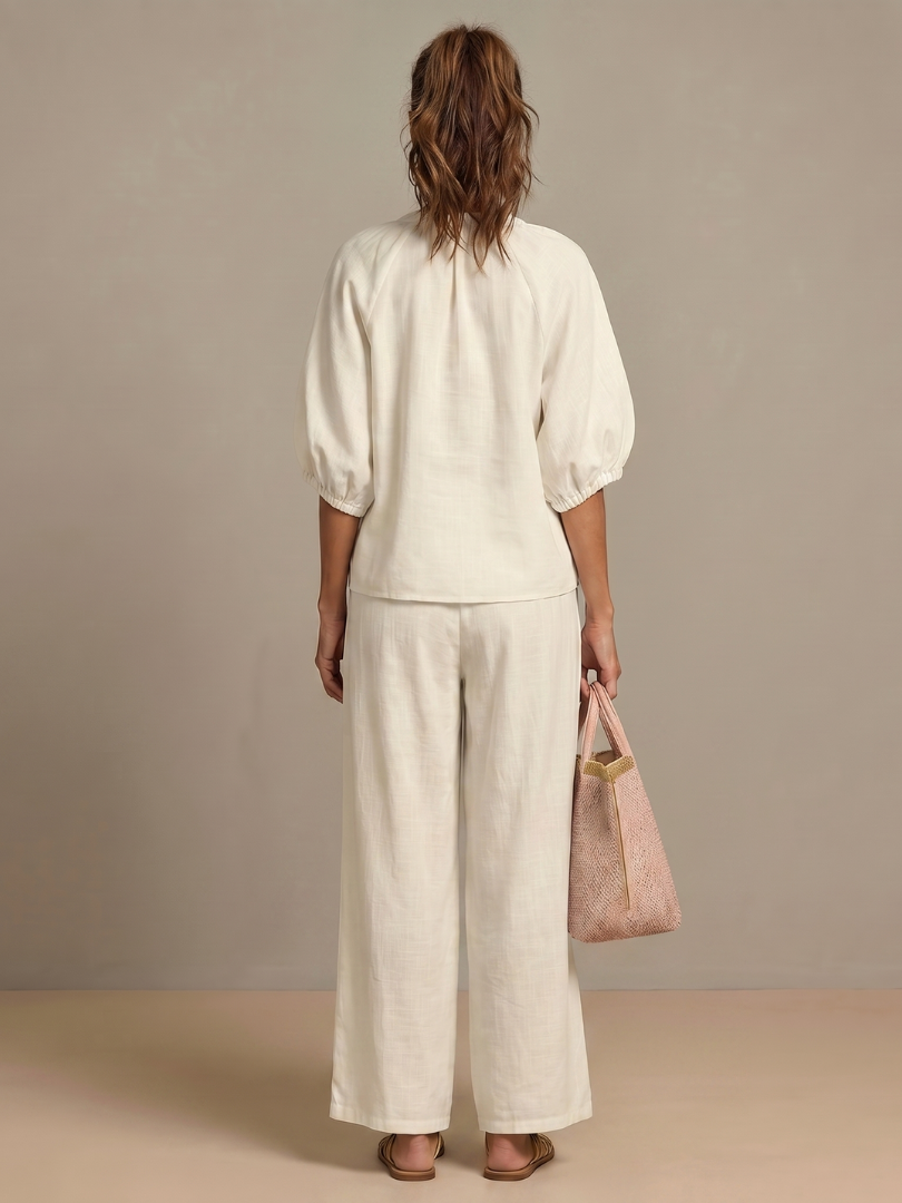 Margie | Women's Drawstring Wide Leg Pocket Two Piece Set