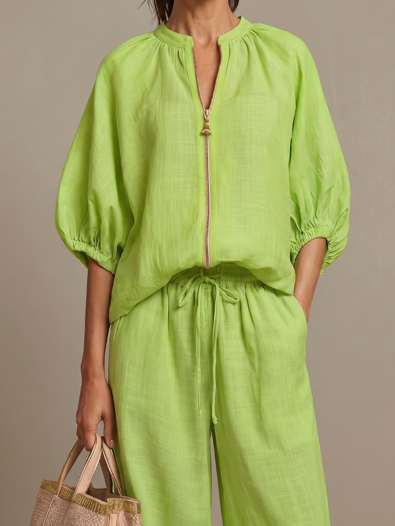 Margie | Women's Drawstring Wide Leg Pocket Two Piece Set