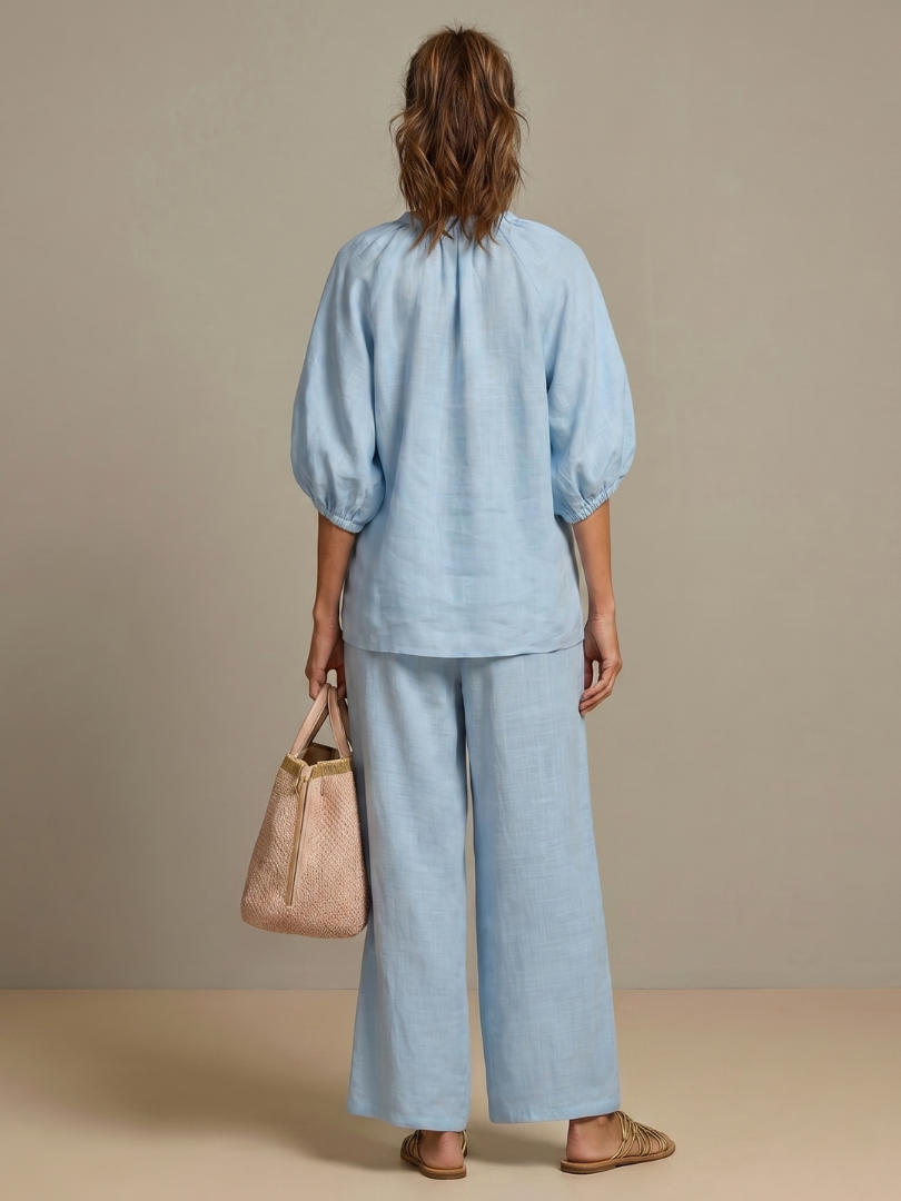 Margie | Women's Drawstring Wide Leg Pocket Two Piece Set